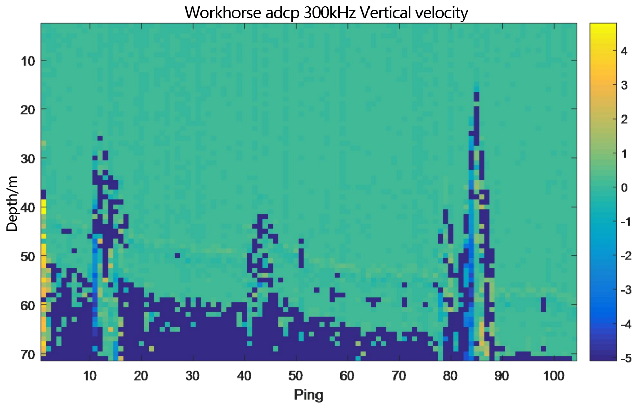 Underway flow measurement result diagram of teledyne workhorse adcp 300kHz - layer thickness 1m-Vertical velocity